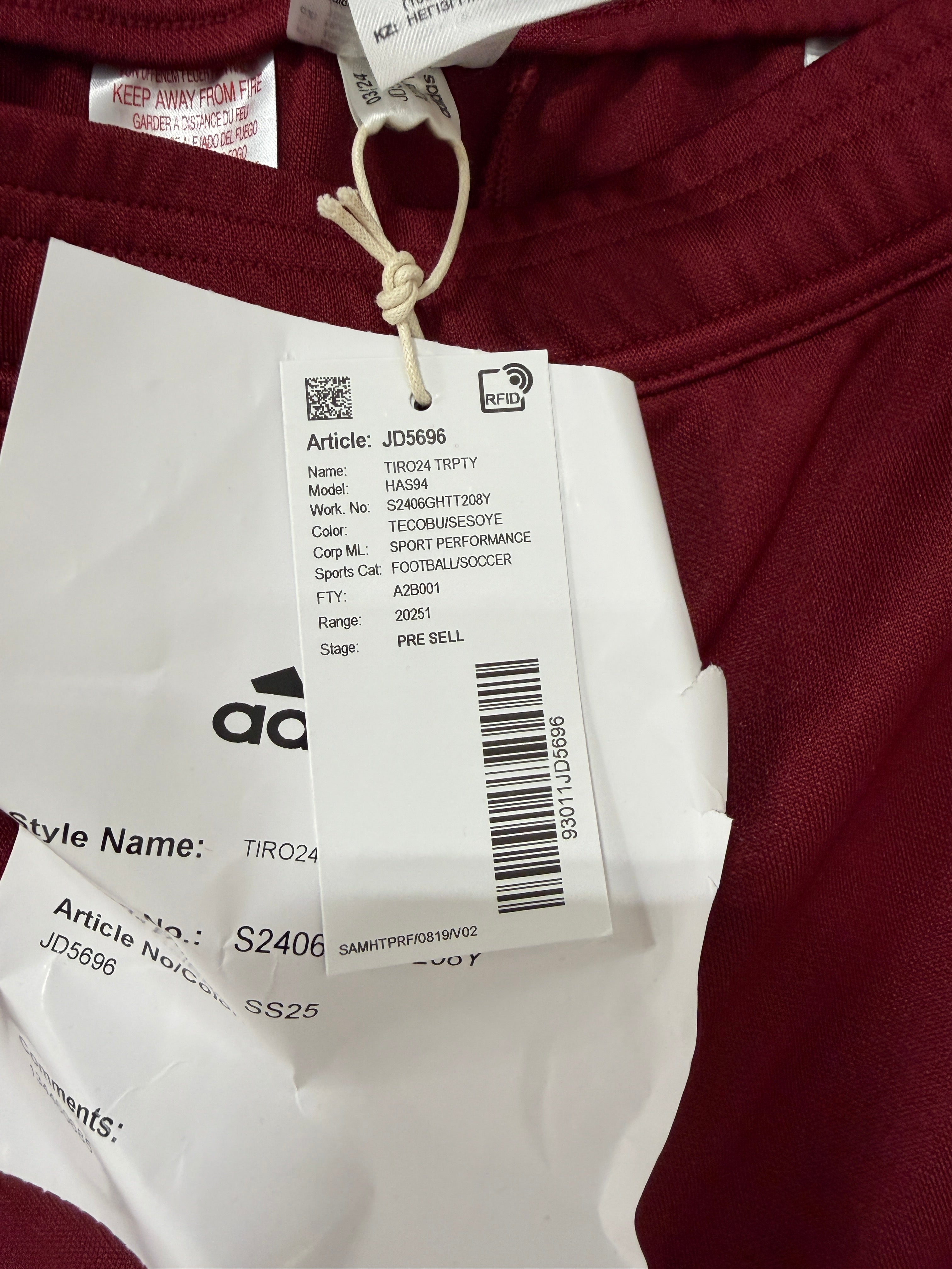 Adidas Tiro 24 Youth Pants Sz Medium Maroon/Yellow