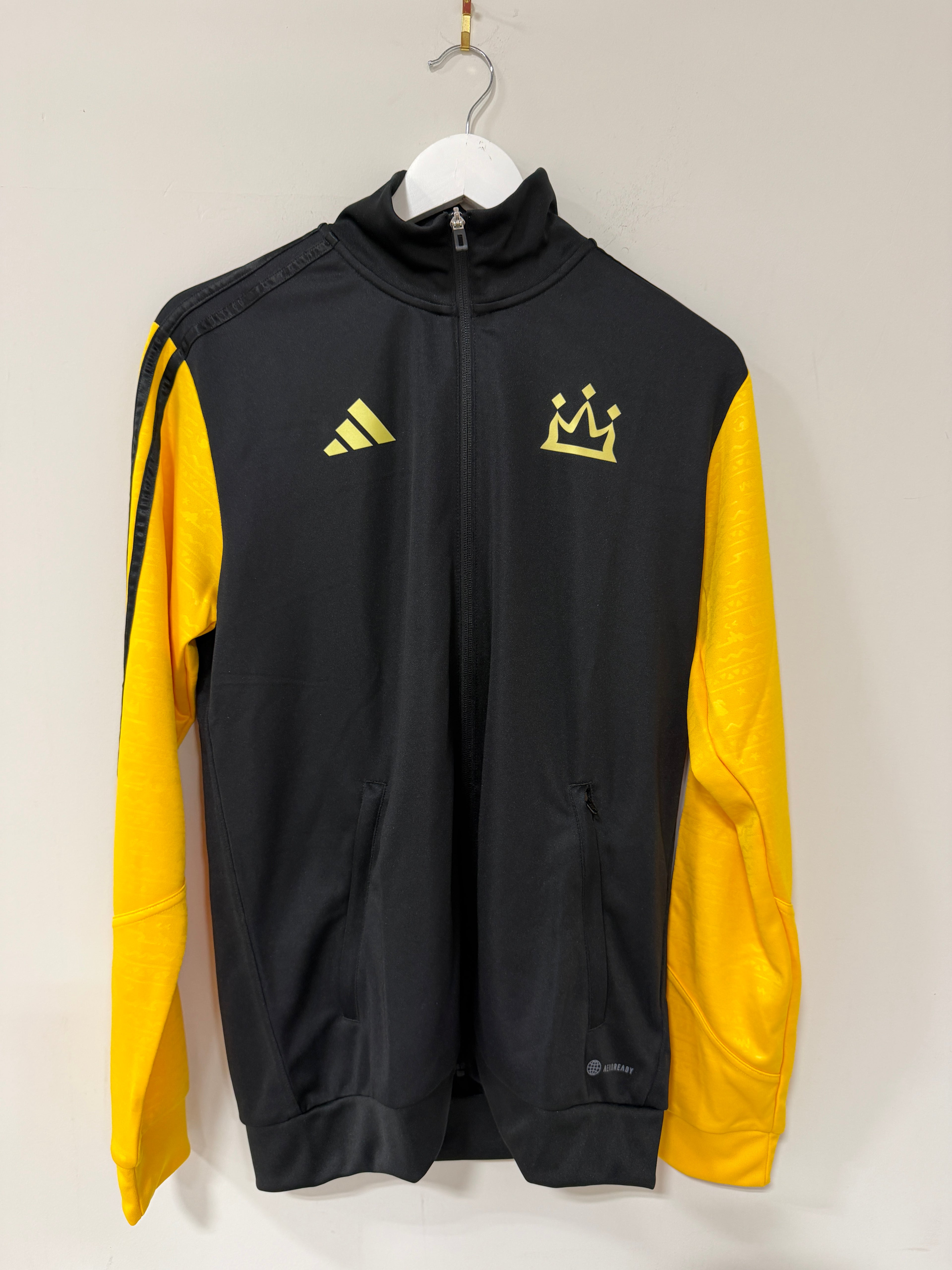 Adidas Salah Mens Track Jacket – Black/Yellow Sz Medium