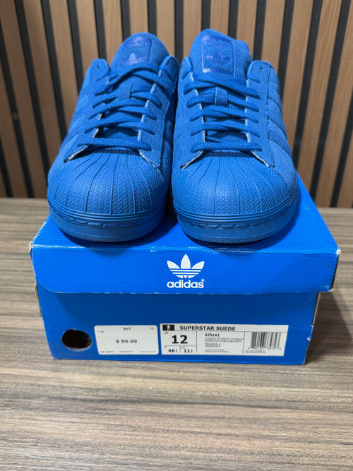 Adidas Superstar Royal Blue Suede Leather Sneakers Men's Shoes Size 12