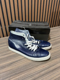 Prime Collection Italian Leather Sneakers Navy Blue Sz 12/45