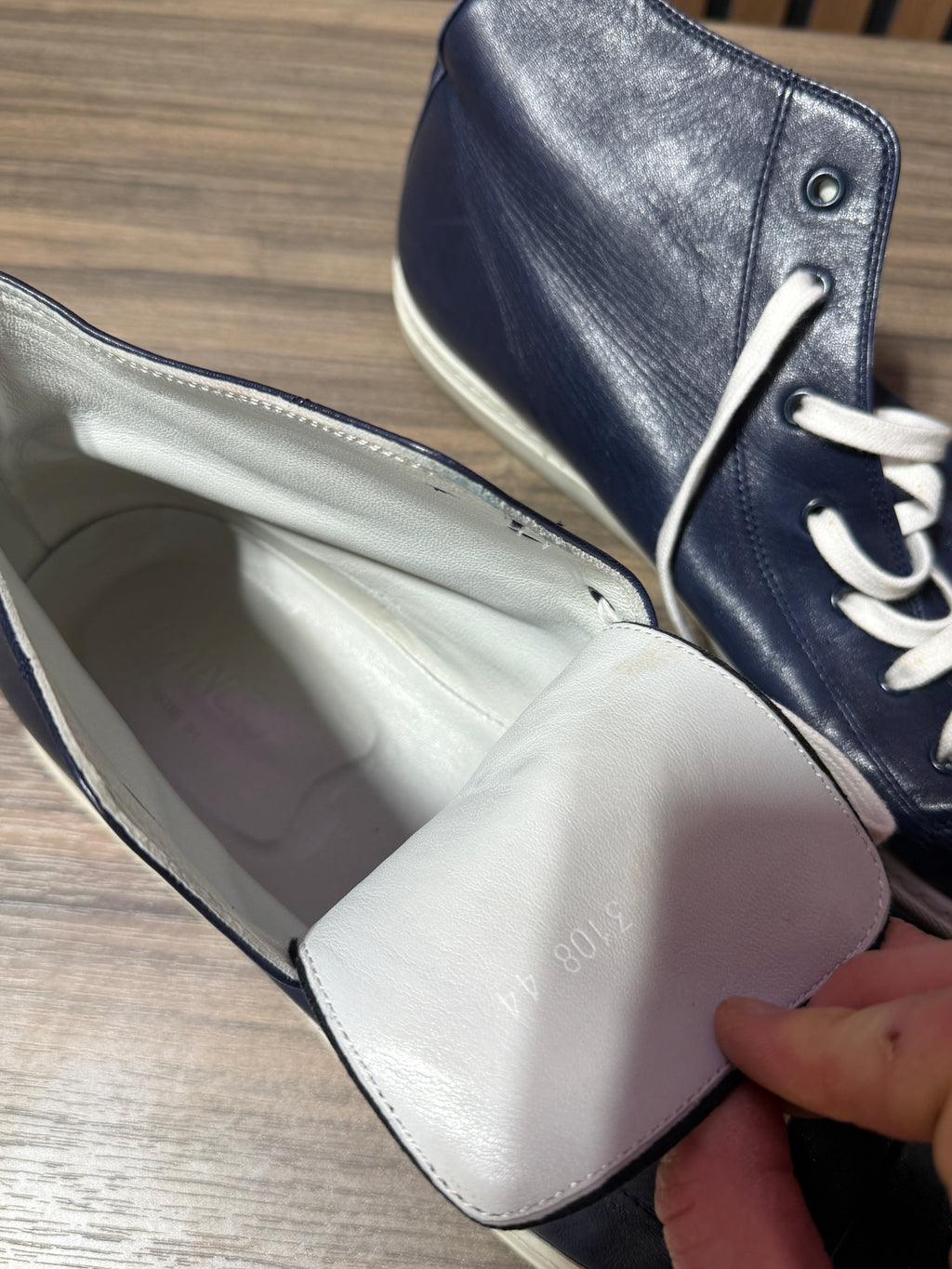 Prime Collection Italian Leather Sneakers Navy Blue Sz 12/45