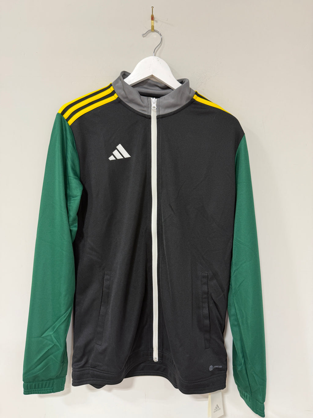 Adidas Entrada 22 Mens Track Jacket Black Green/Yellow Sz Medium