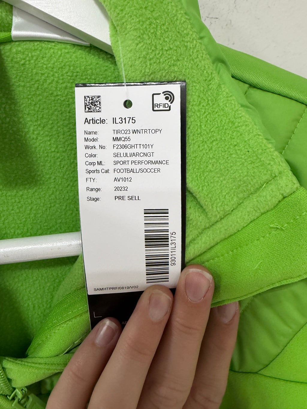 Adidas Winterized Top Green Youth Size Medium