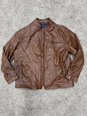 Roundtree & Yorke Jacket Large Khaki Mens Full Zip Bomber Sz 2XT