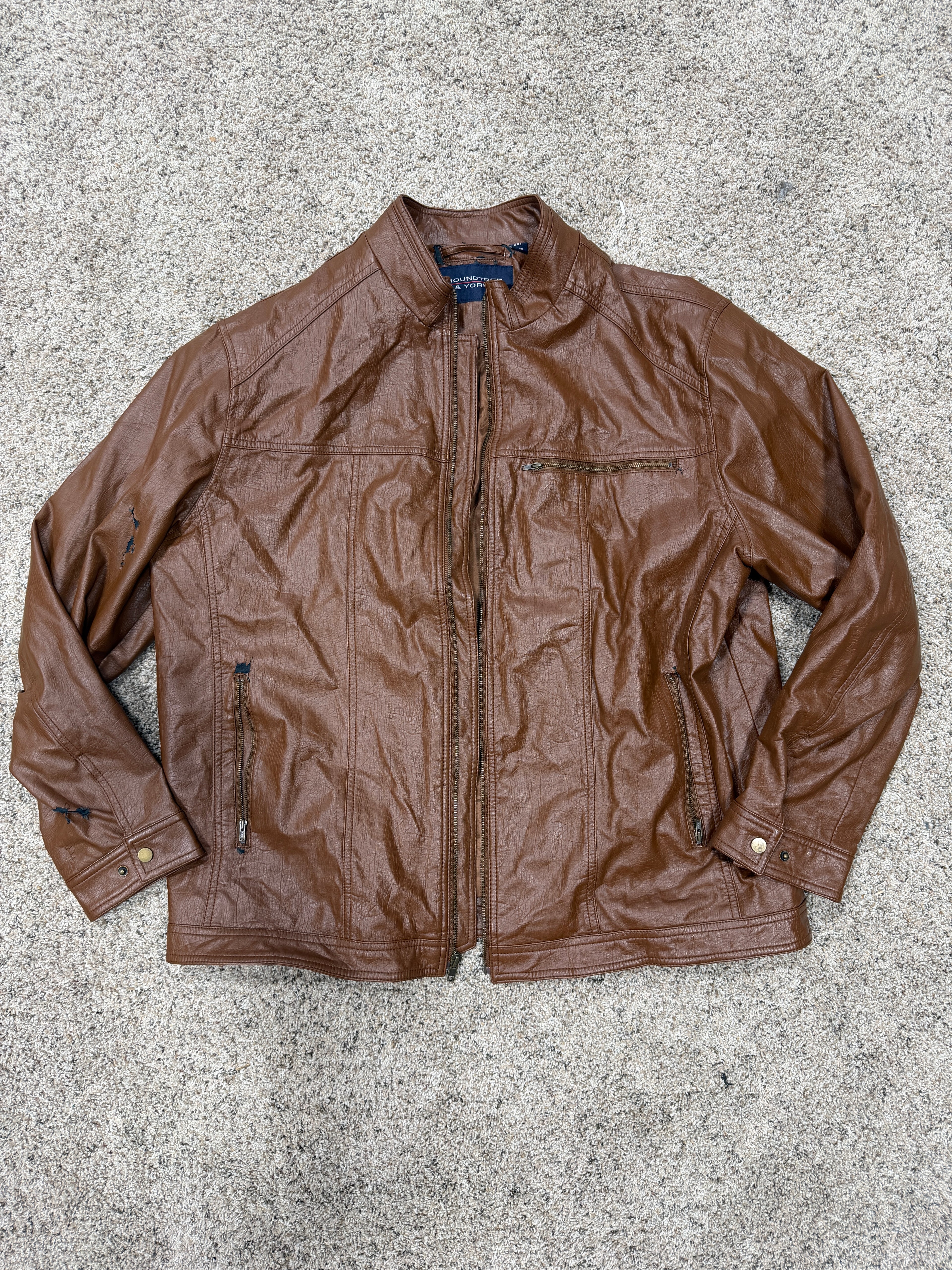 Roundtree & Yorke Jacket Large Khaki Mens Full Zip Bomber Sz 2XT