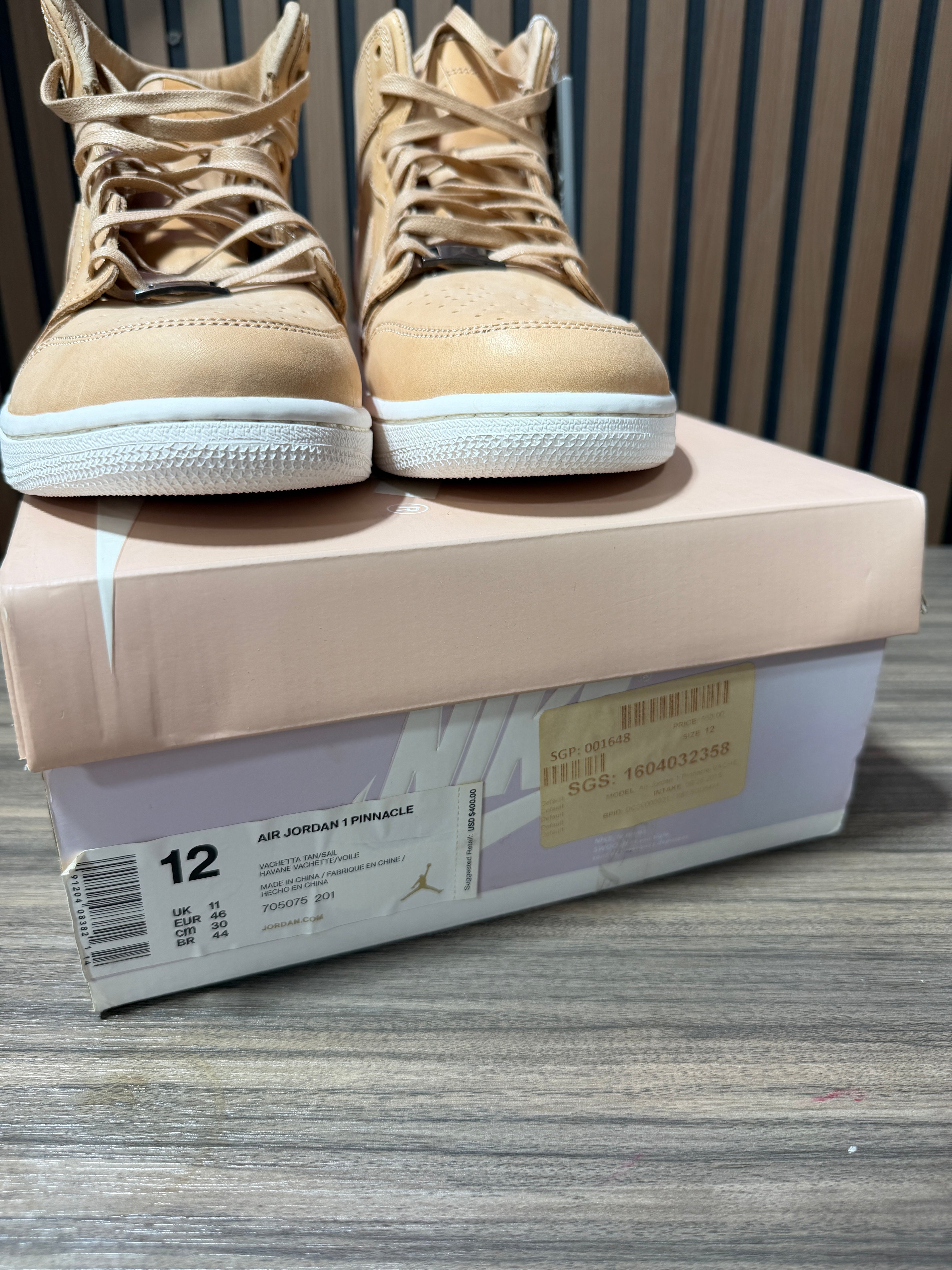 Air Jordan 1 Pinnacle 'Vachetta Tan' Sz 12