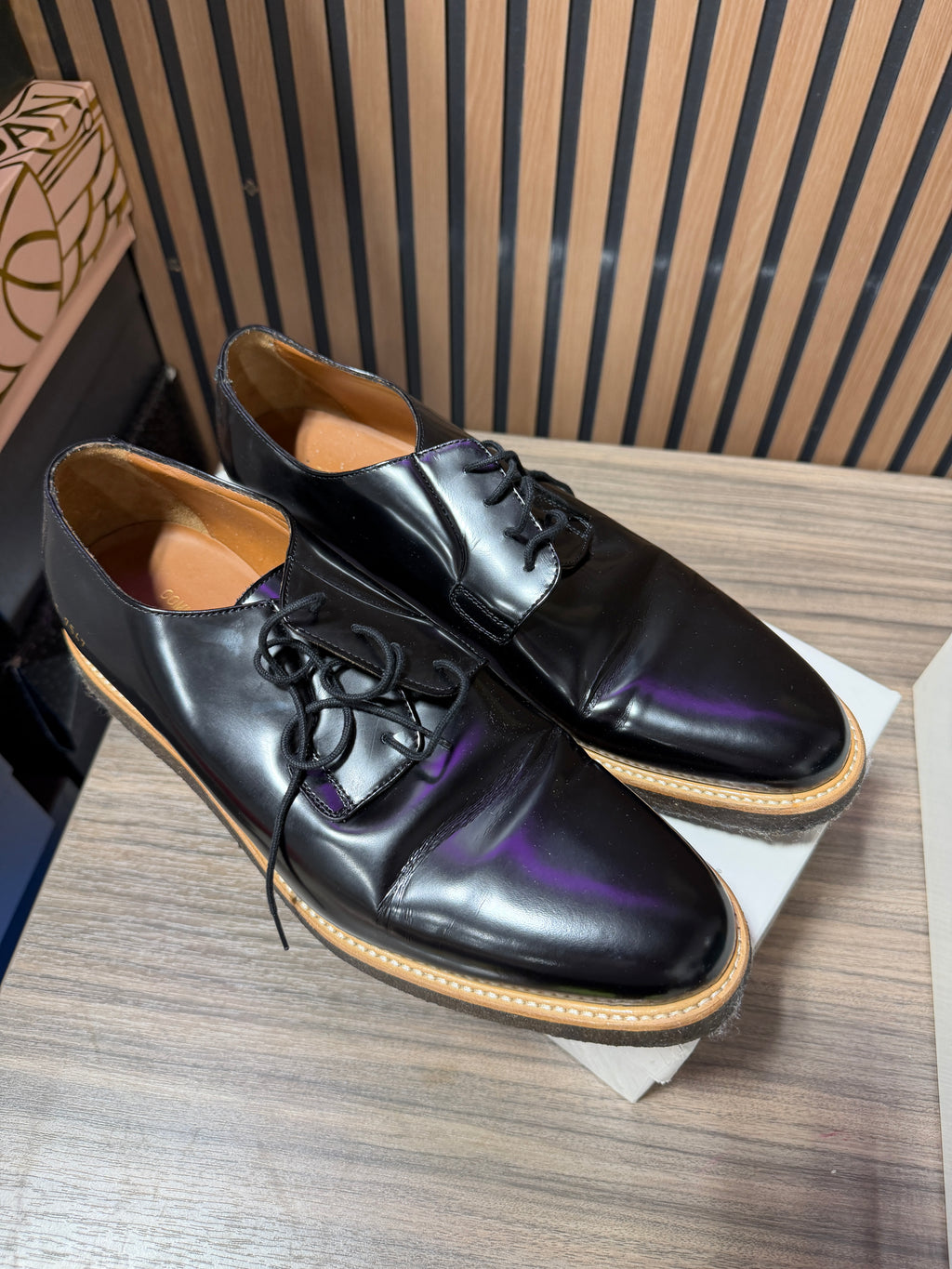 Common Projects Dress Sneakers Black Leather Sz 12/45