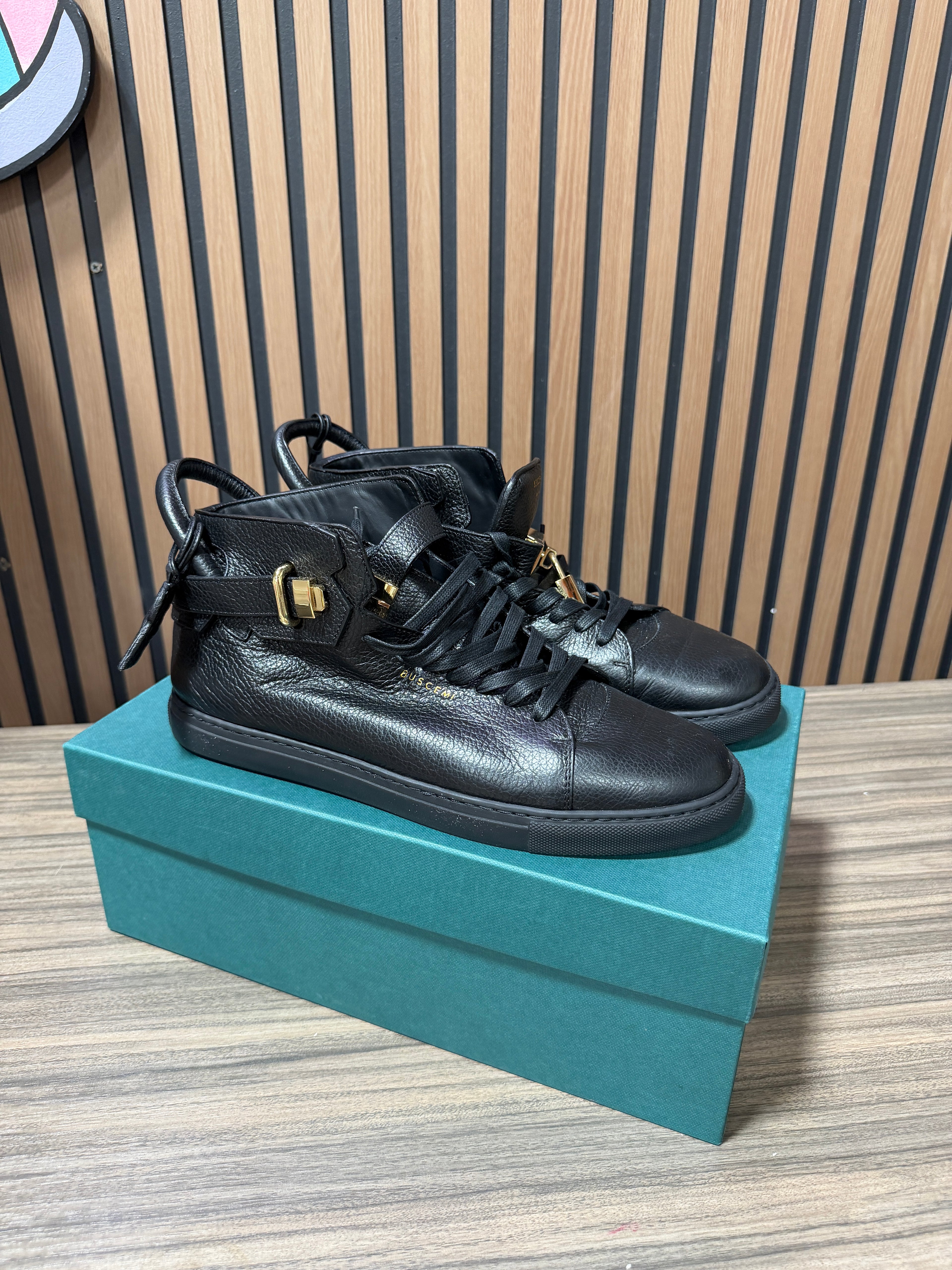 Buscemi Mens Black with Gold hardware 100mm Sneakers Sz 12/45