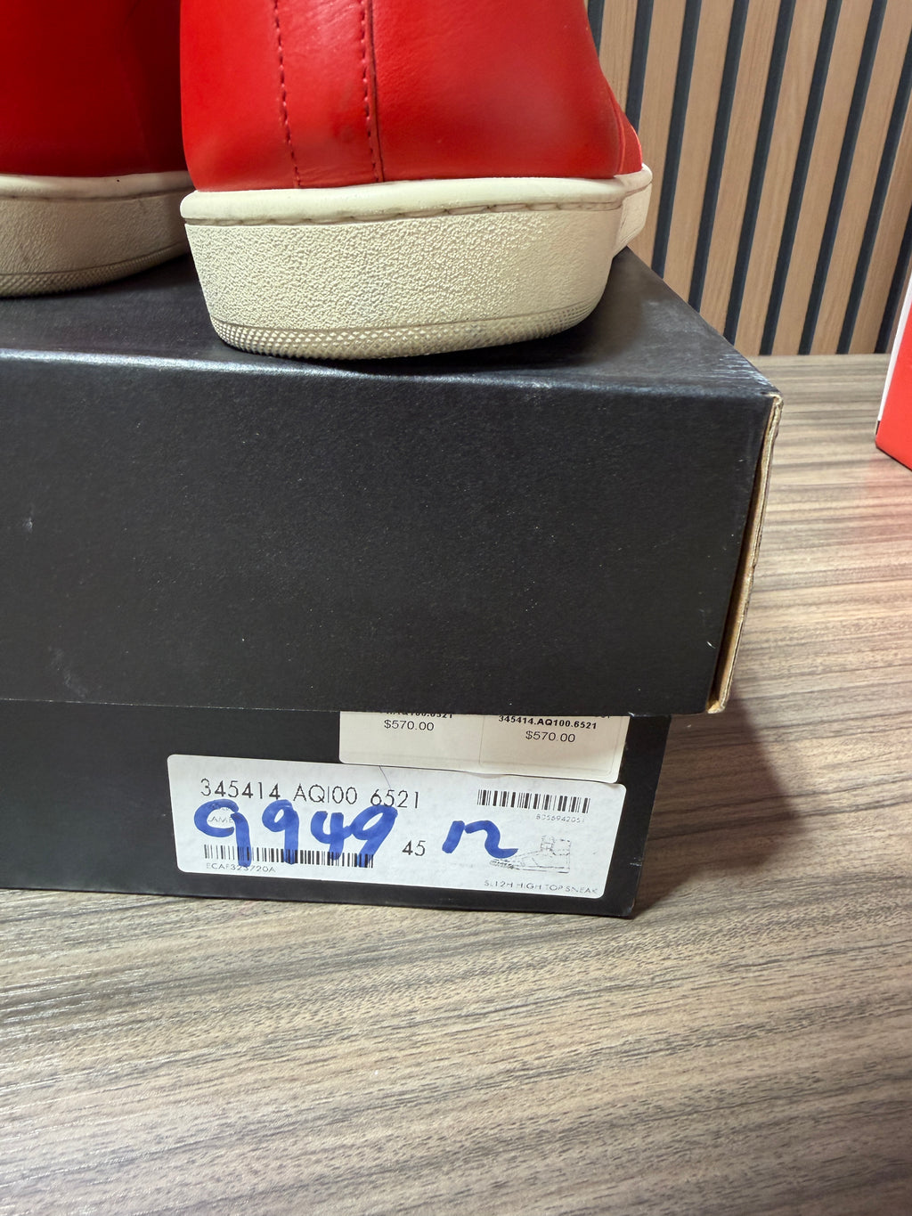 Saint Laurent SL/12H red leather high-top sneakers Sz 12/45