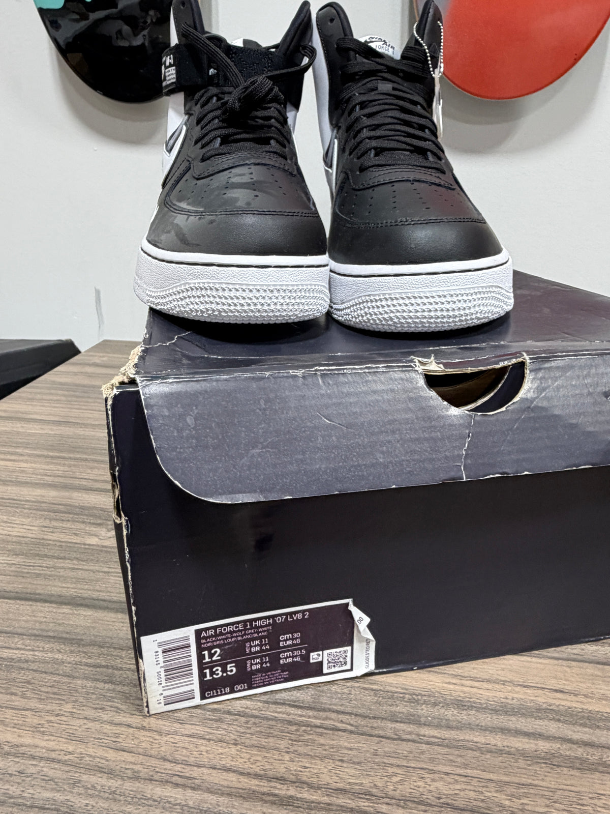 NEW Nike Air Force 1 High LV8 2 'Black White' Sz 12