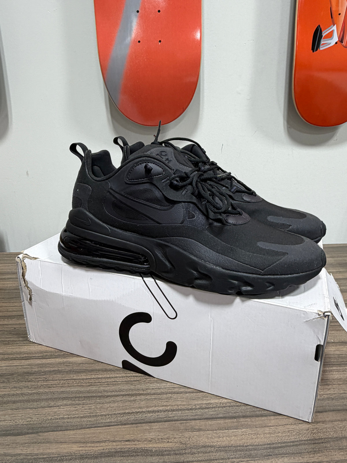 Nike Air Max 270 React "Triple Black" Sz 12