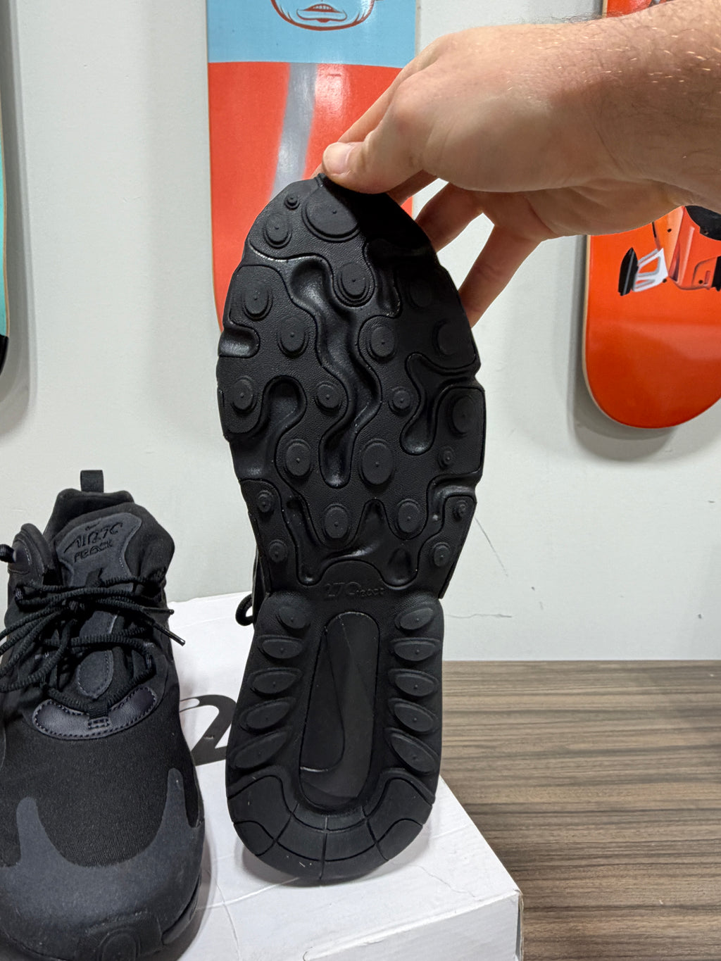 Nike Air Max 270 React "Triple Black" Sz 12