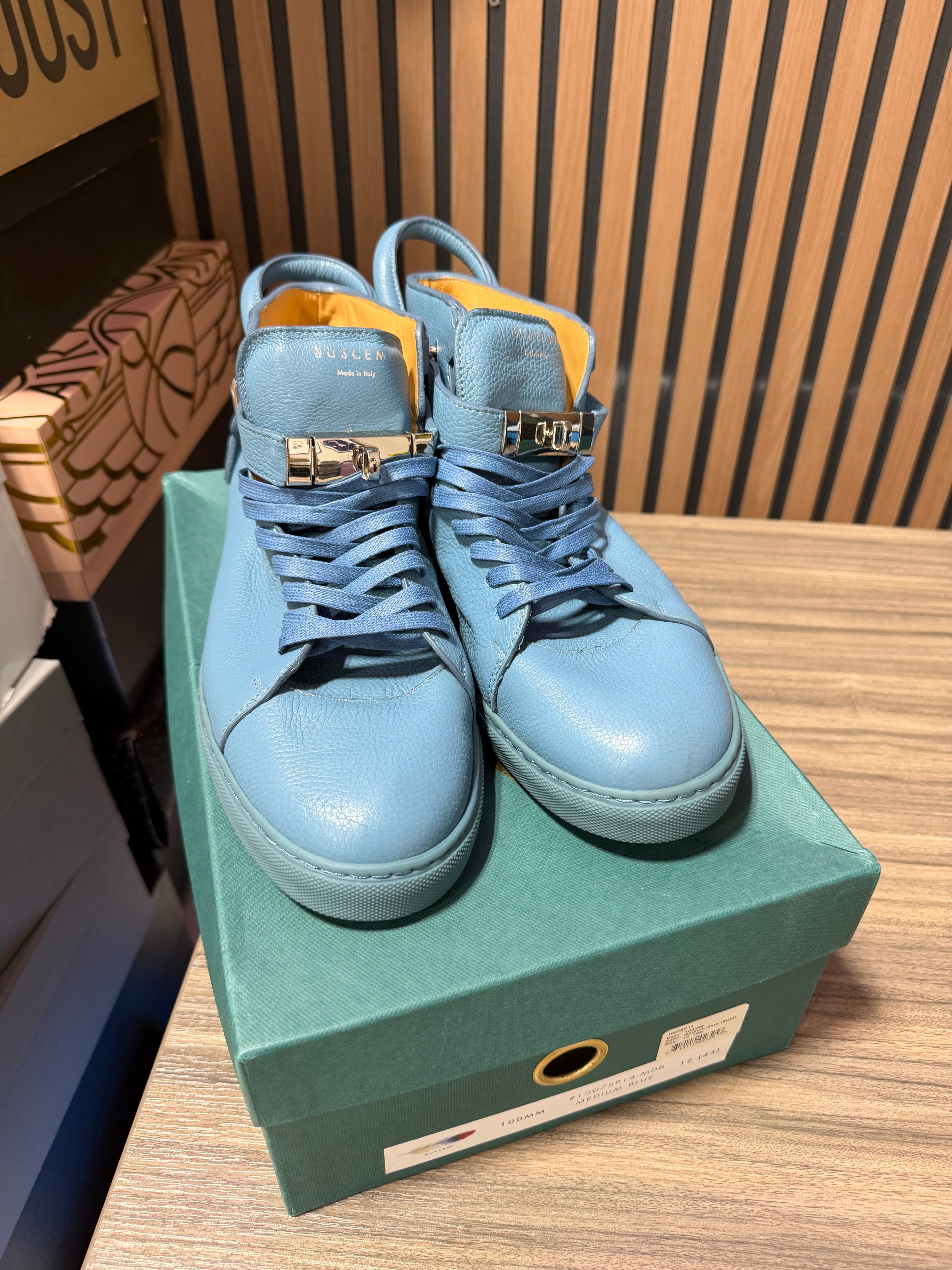 Buscemi 100mm high-top sneaker Petrol Blue Sz 12/45