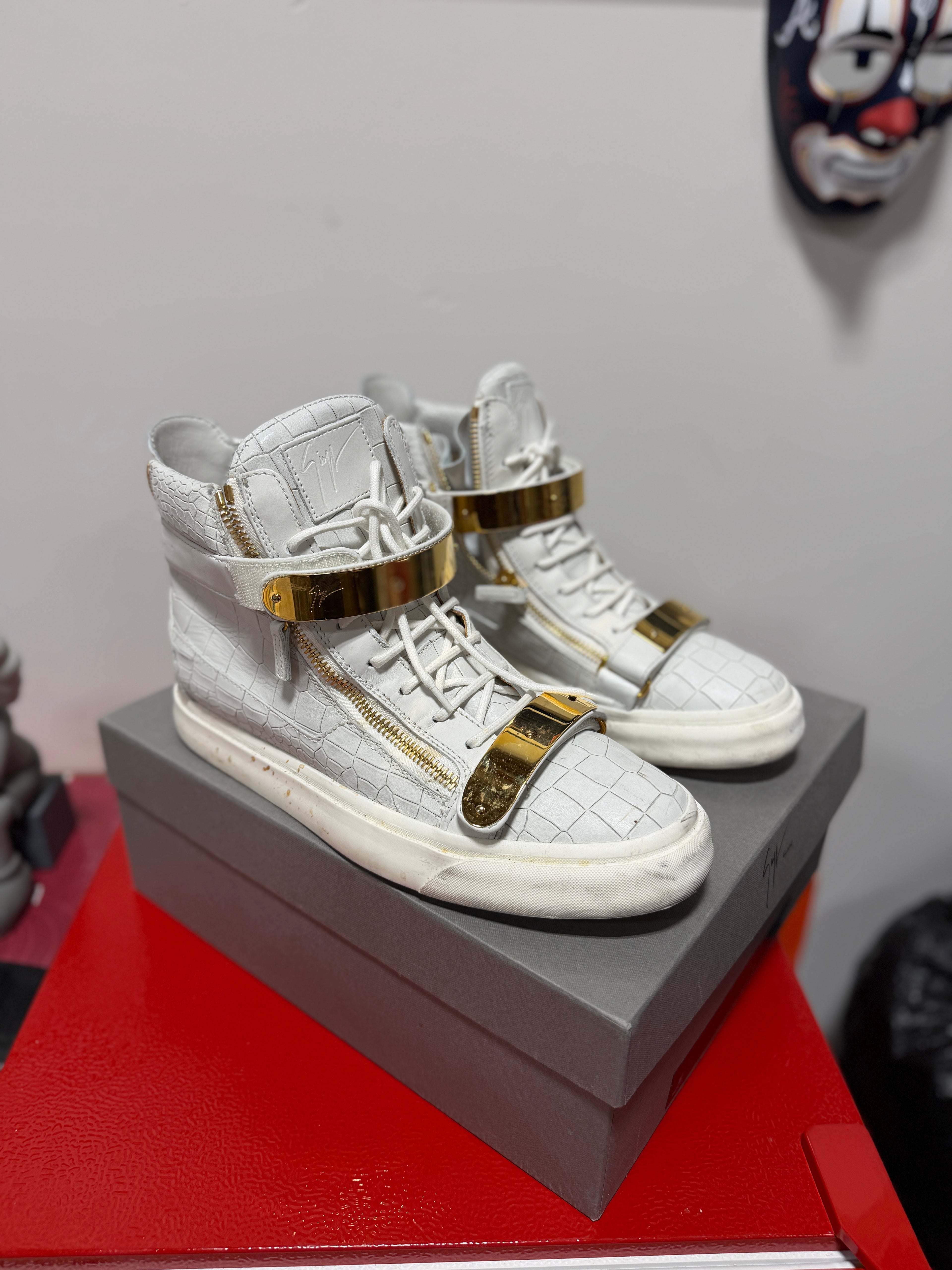 Giuseppe Zanotti London Croc/Gold Sneakers Sz 12/45