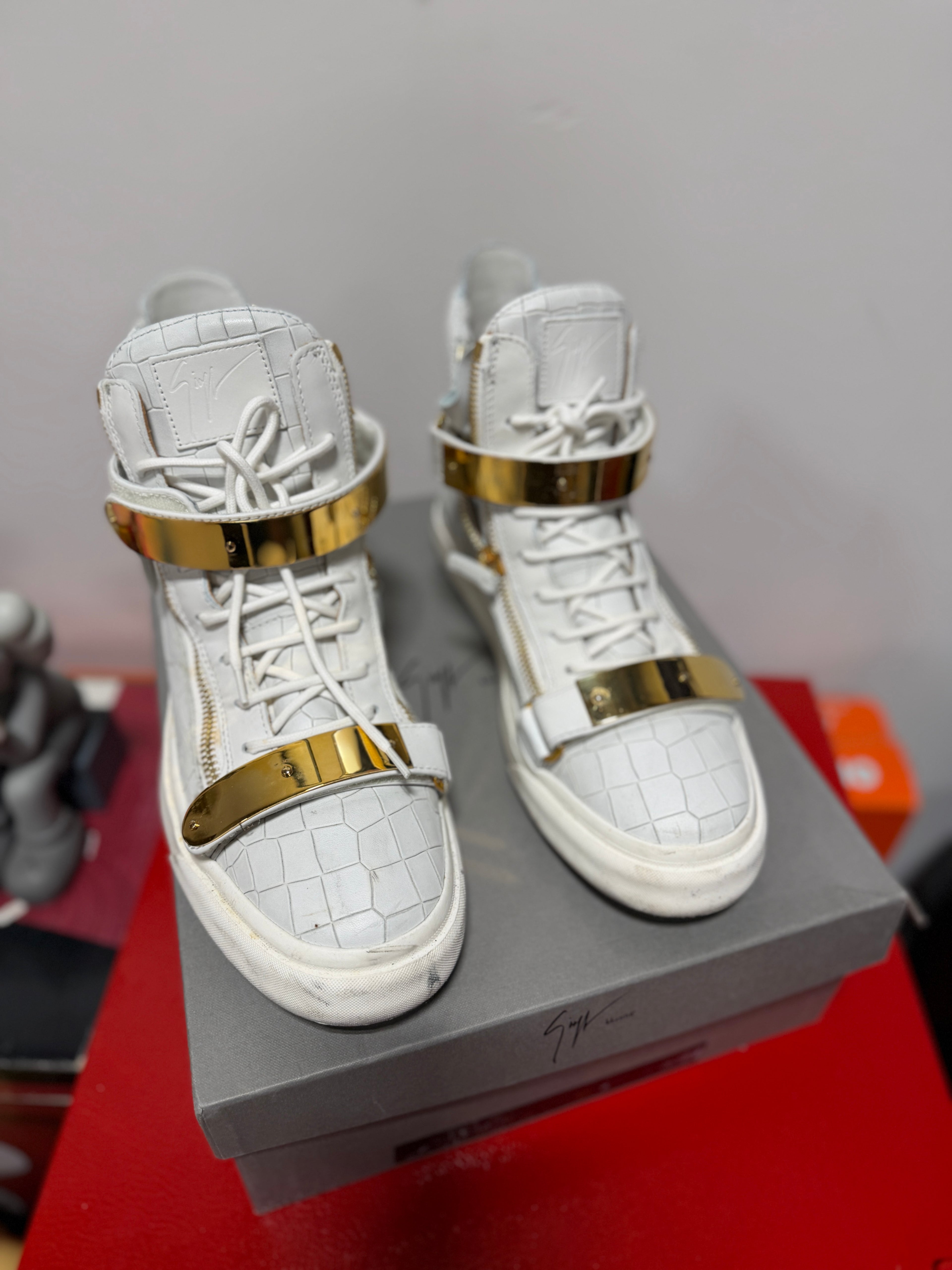 Giuseppe Zanotti London Croc/Gold Sneakers Sz 12/45