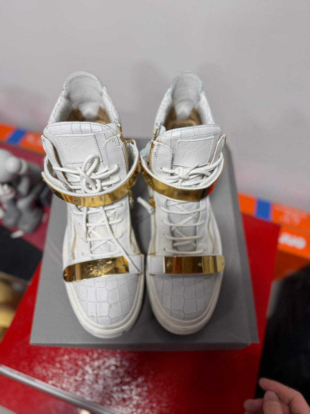Giuseppe Zanotti London Croc/Gold Sneakers Sz 12/45