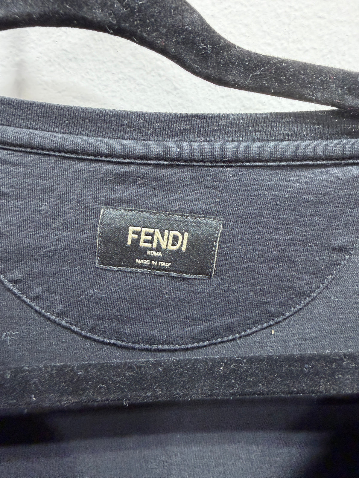 Fendi Black Textured Leather Monster Eye Jersey TShirt Fits XL