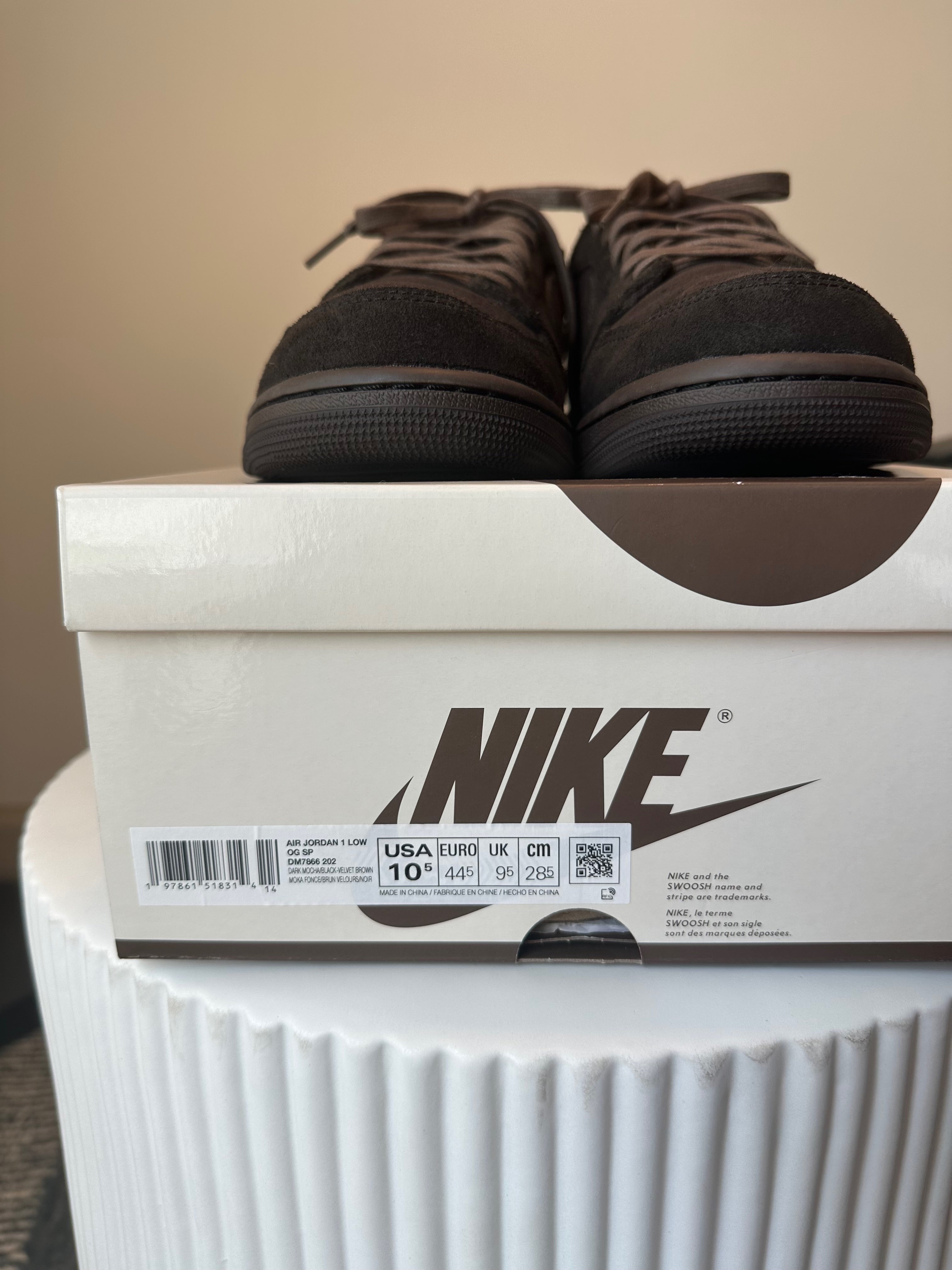 Jordan 1 Retro Low OG SP Travis Scott Velvet Brown Sz 10.5