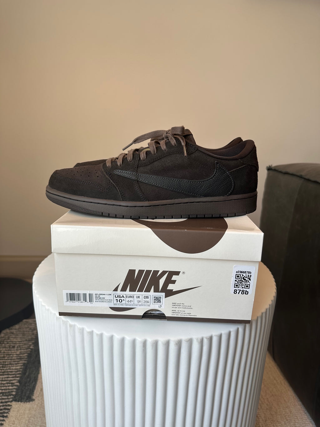 Jordan 1 Retro Low OG SP Travis Scott Velvet Brown Sz 10.5