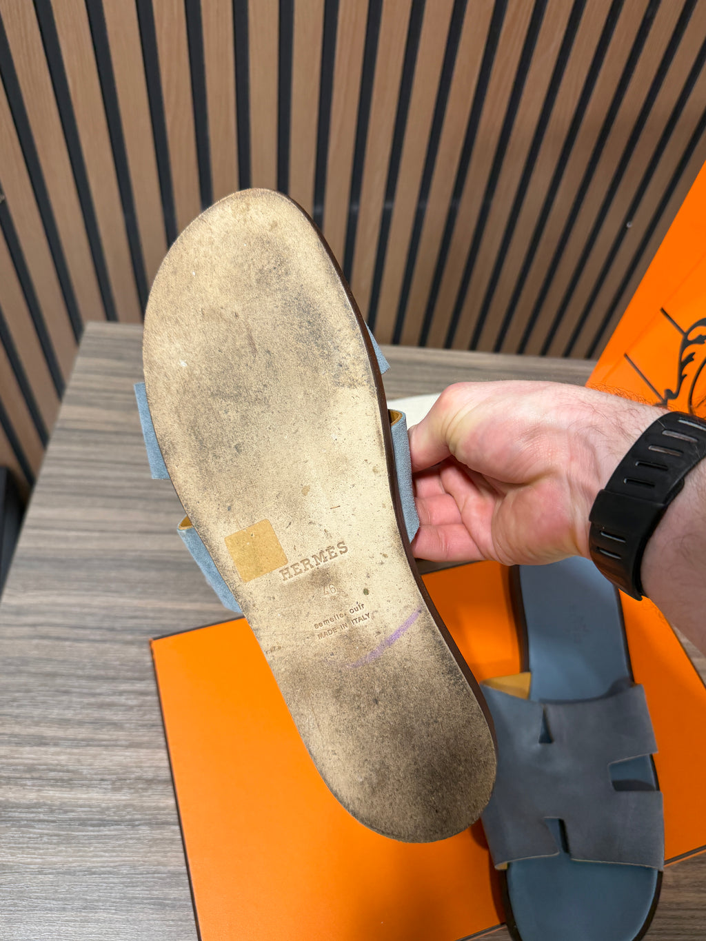 Hermes Mens Sandals Size 46 (M12)