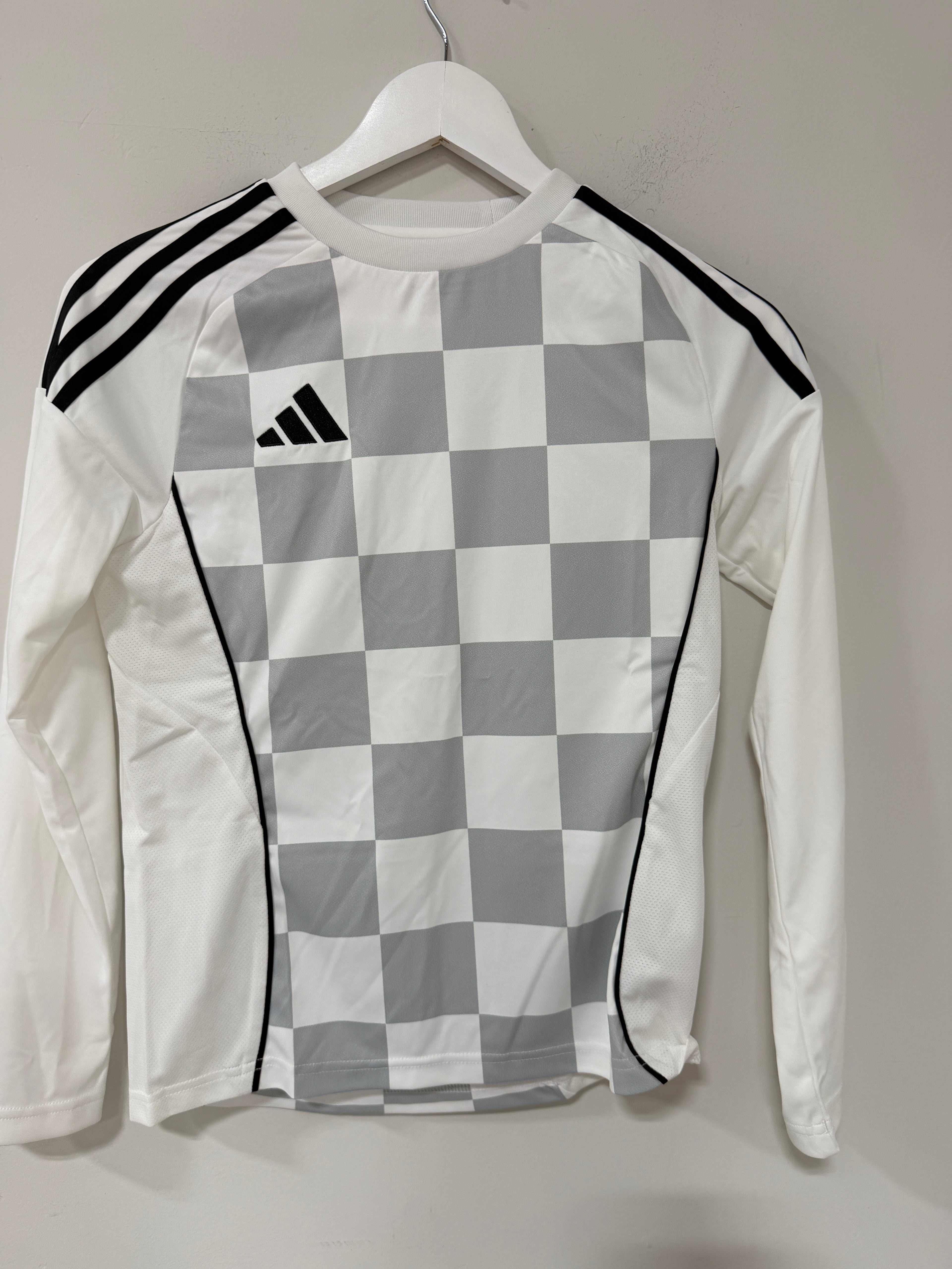 Adidas youth Long Sleeve Jersey Checkered White/Grey