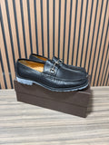 GUCCI Men's Black Leather Loafers Shoes Men's Size 45