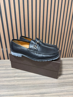 GUCCI Men's Black Leather Loafers Shoes Men's Size 45