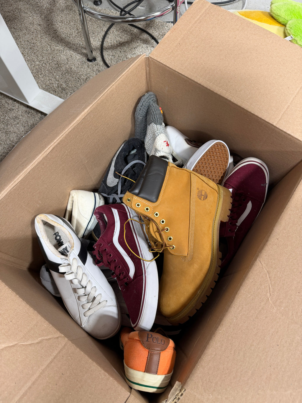 Box of various shoes size 12