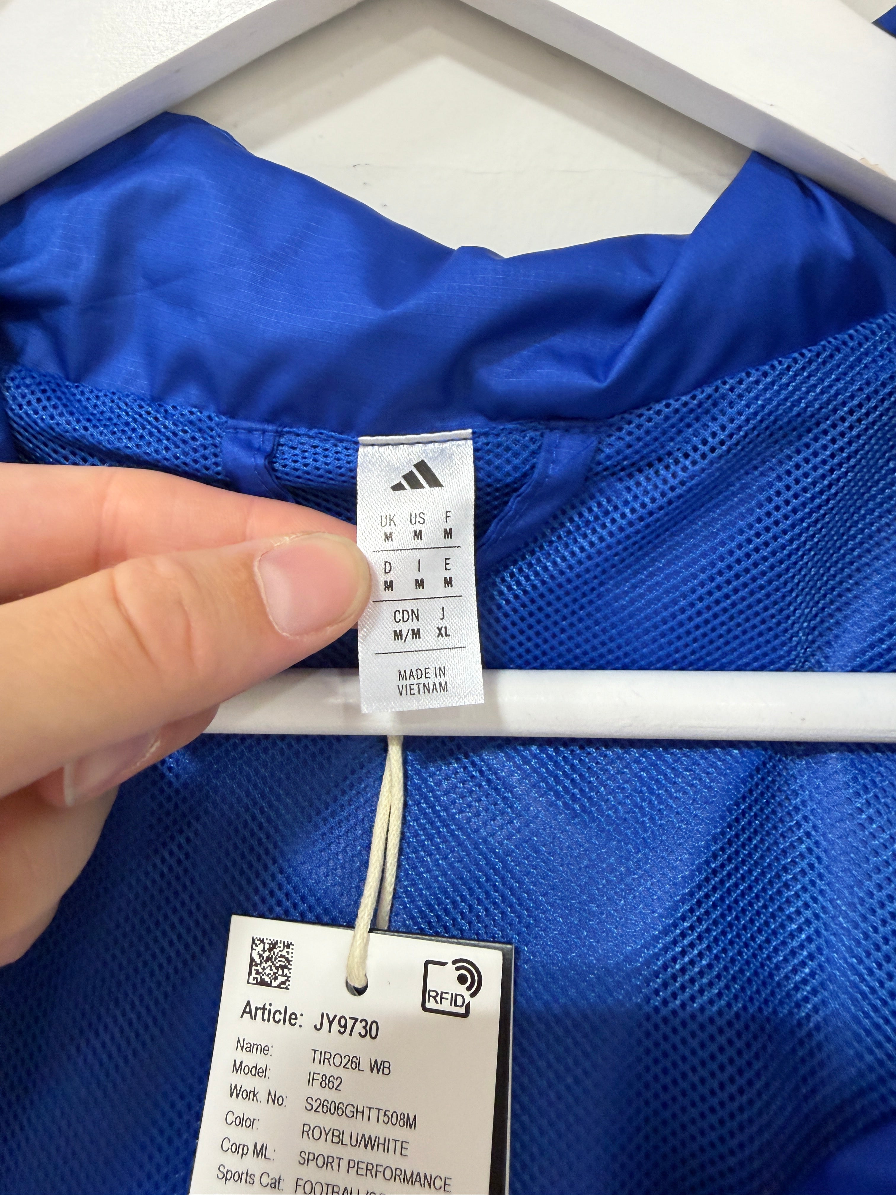 Adidas Tiro 26 Windbreaker Mens Size Medium Royal Blue