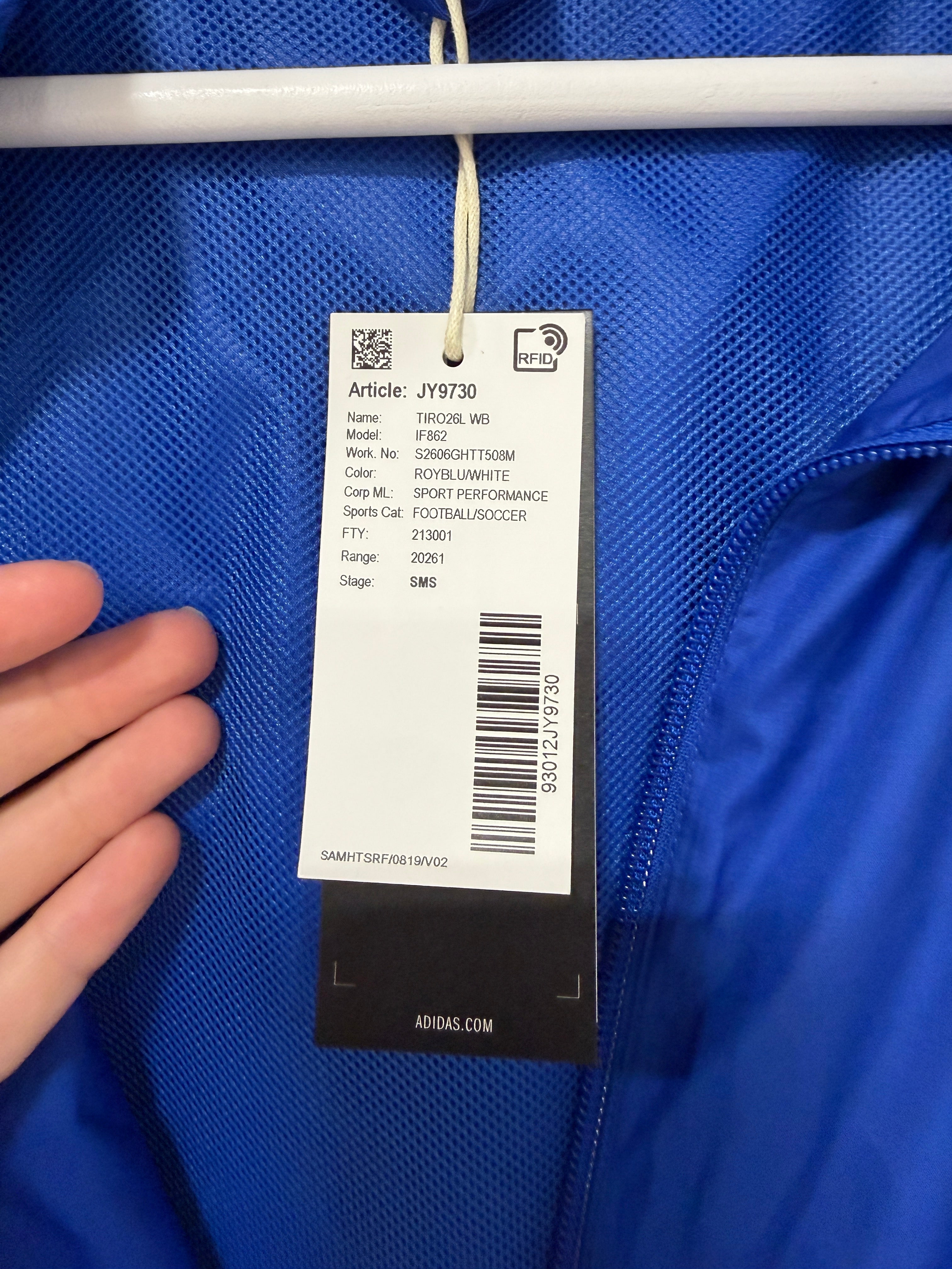 Adidas Tiro 26 Windbreaker Mens Size Medium Royal Blue