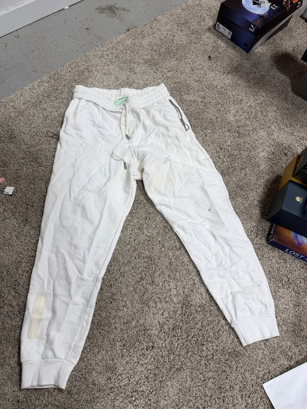 STAINED Off-White Sweatpants Sz XL