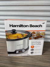 Load image into Gallery viewer, Hamilton Beach 8 Quart Programmable Slow Cooker with Three Temperature Settings, Dishwasher Safe Crock and Lid, Silver

