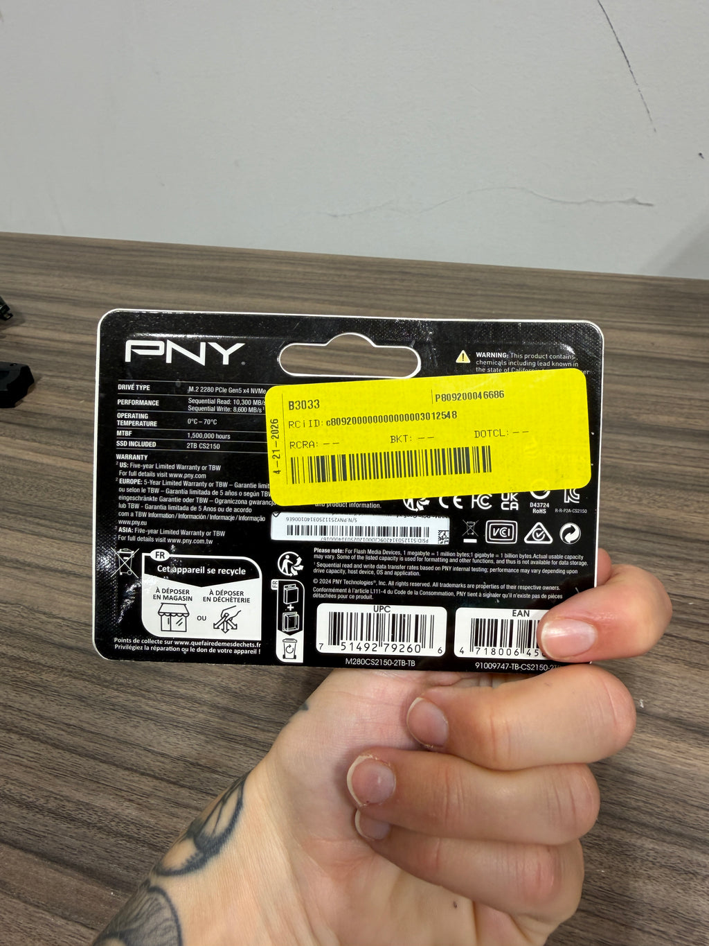 PNY CS2150 2TB PCIe Gen5 x4 NVMe M.2 Internal SSD