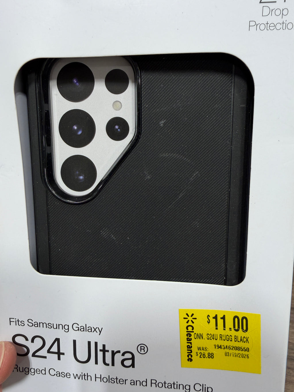 Onn. Rugged Phone Case with Holster for Samsung Galaxy S24 Ultra