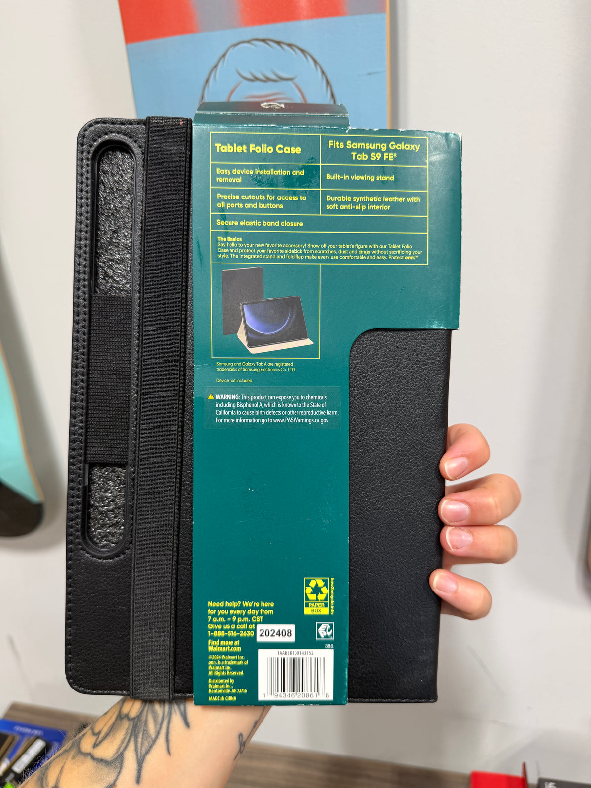 Onn. black tablet folio case aGlaxy Tab S9 FE