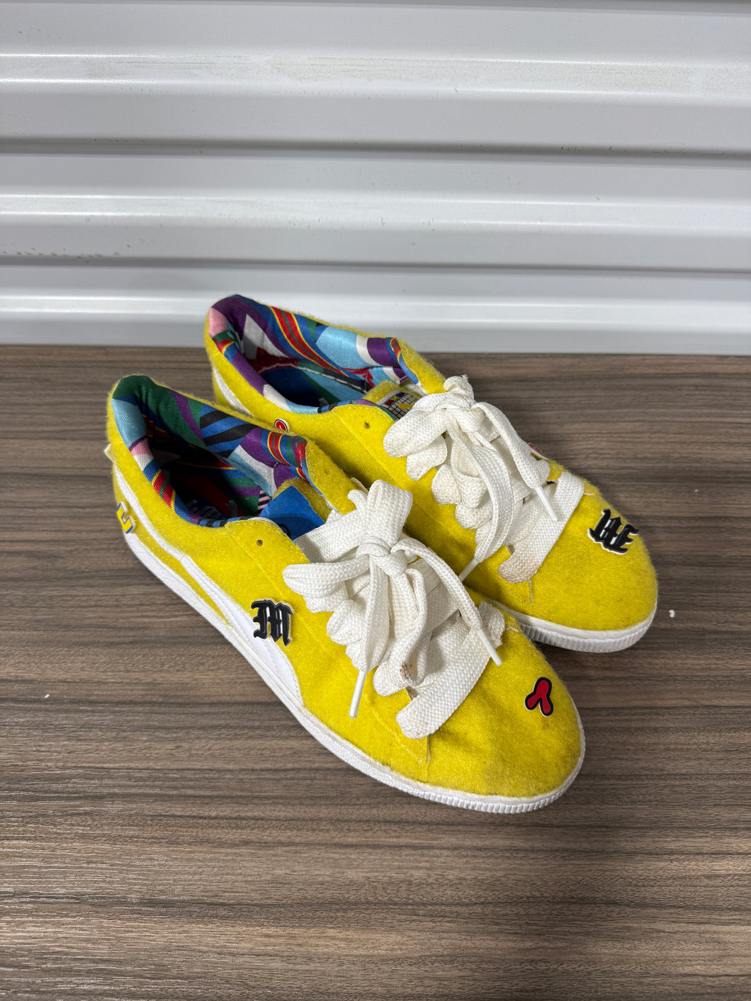 Yellow Puma Fuzzy Sneakers Sz 9.5 US