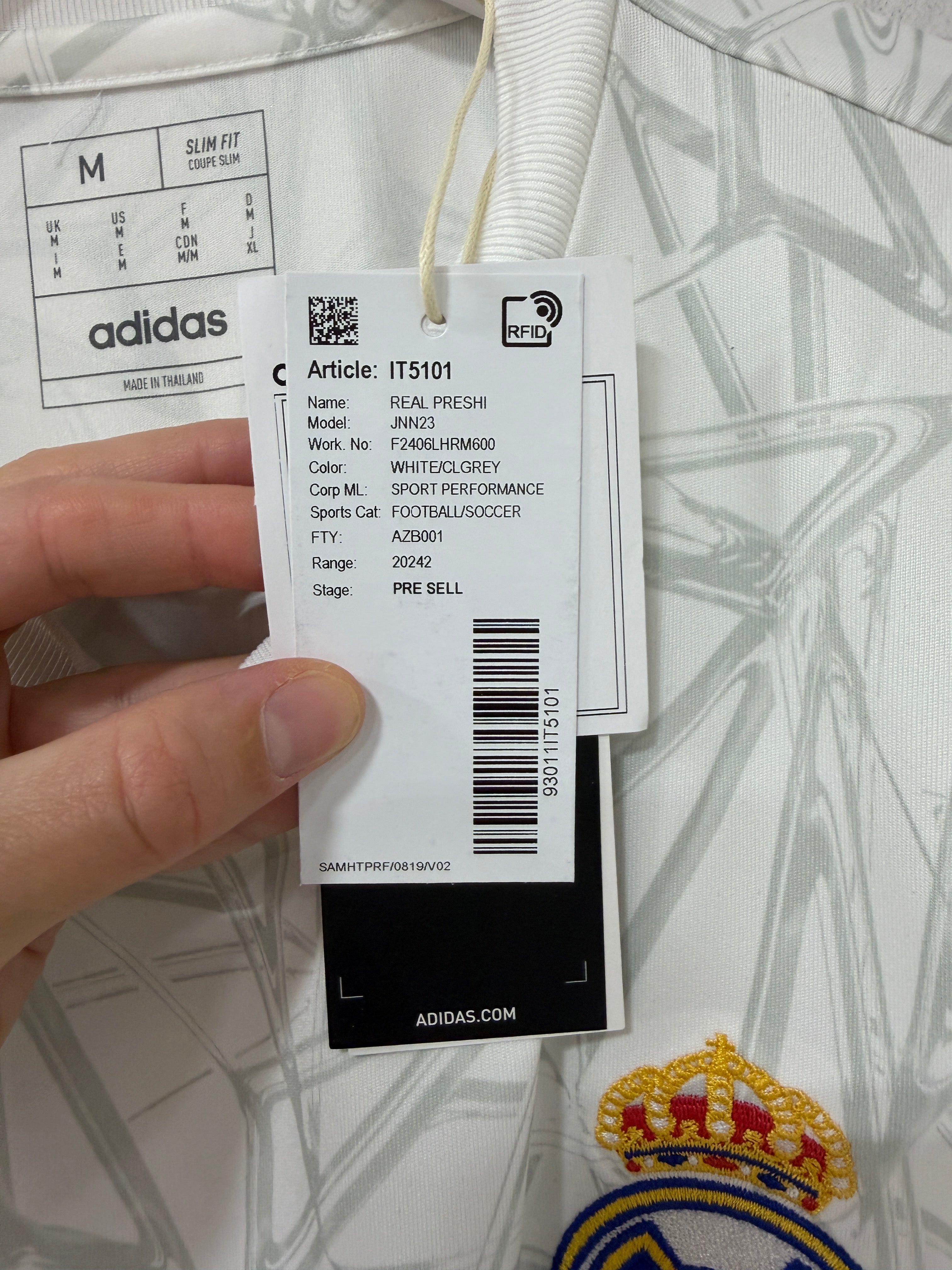 Adidas Real Madrid Pre-Match Shirt – White/Clear