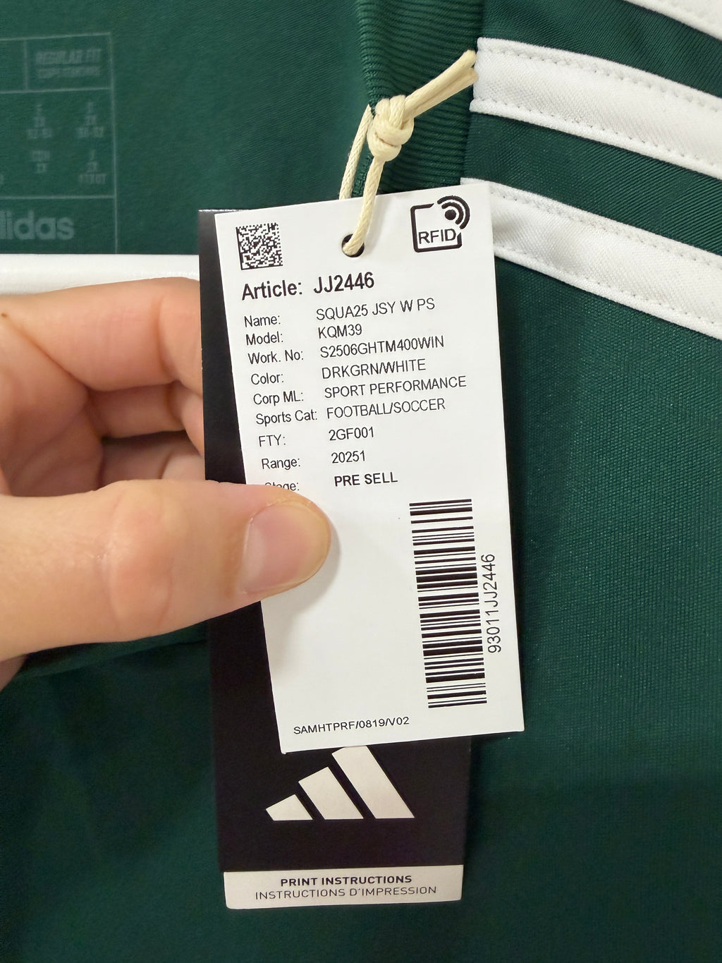 Adidas Squadra 25 Jersey Women's Size 2XL Dark Green