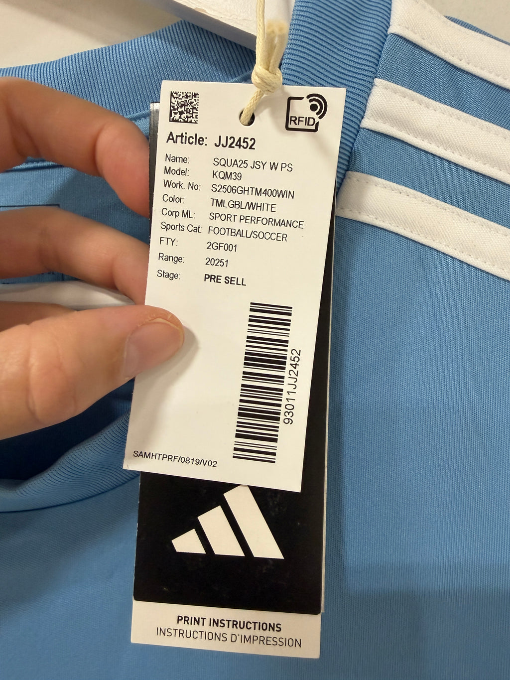 Adidas Squadra 25 Jersey Womens Sz 2XL Baby Blue