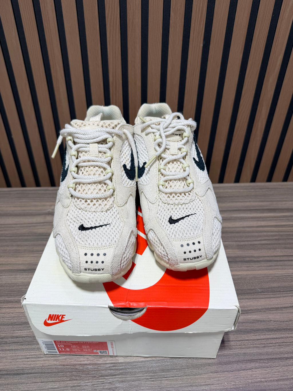 Stussy x Nike Air Zoom Spiridon Caged 2 'Fossil' Sz 10