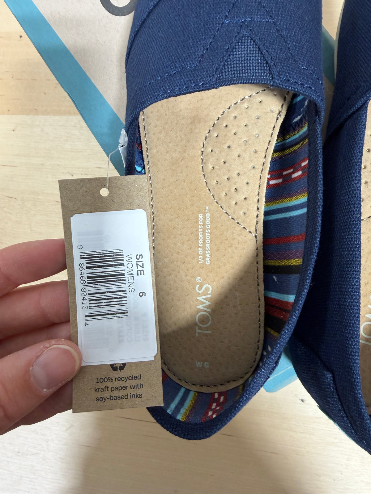 NEW TOMS Alpargata Navy Heritage Canvas Espadrilles women's sz 6