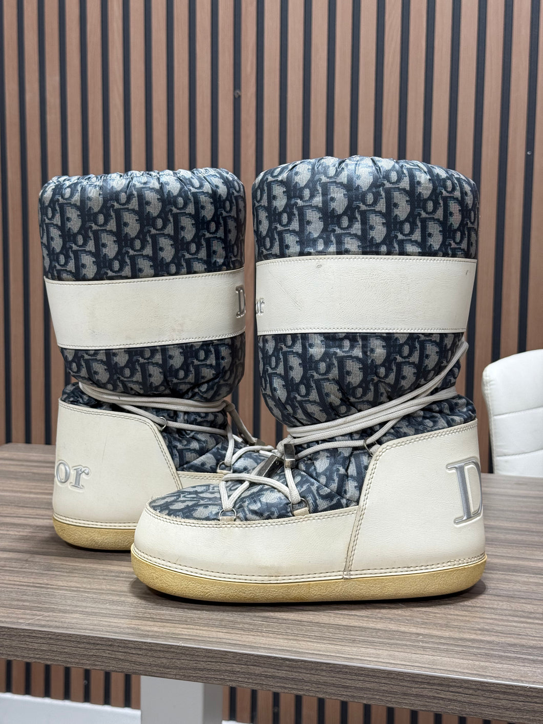 Vintage Dior Monogram Moon Snow Boots Sz 38-40 No Box