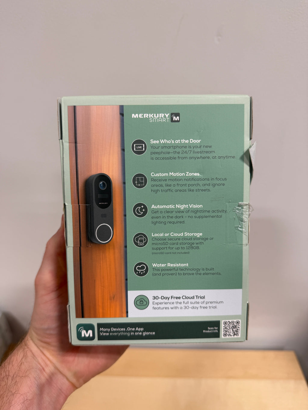 NEW Merkury Smart Battery Doorbell Camera 1080p HD Wire-Free Wi-Fi Security Cam