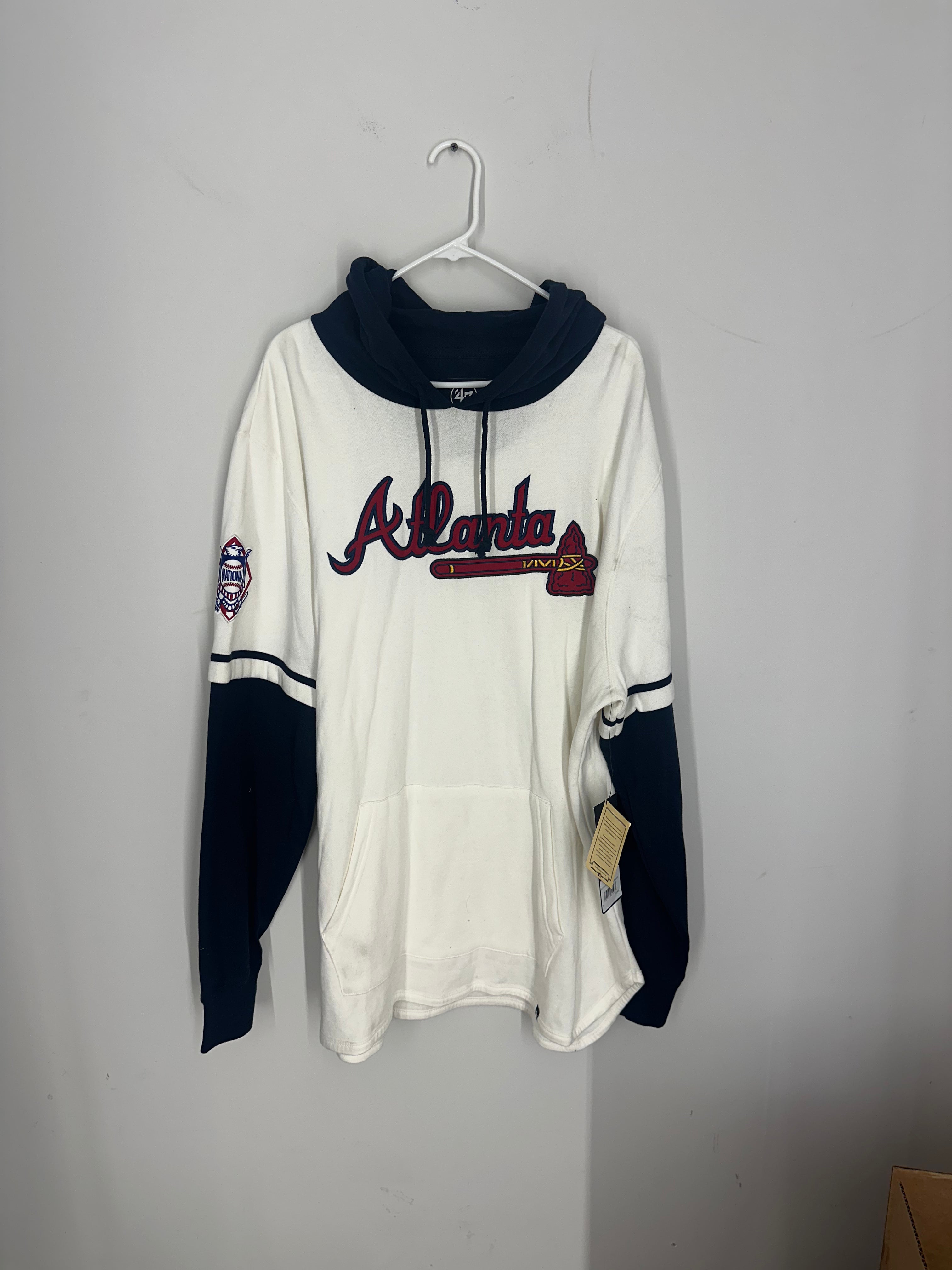 NEW Atlanta Braves Men's 47 Brand Cooperstown Hoodie Sz 2XL