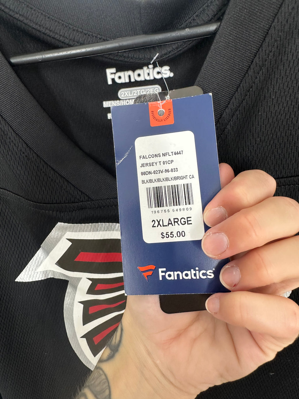 NEW ATL Falcons Fanatics Jersey Tackle V-Neck T-Shirt Sz 2XL