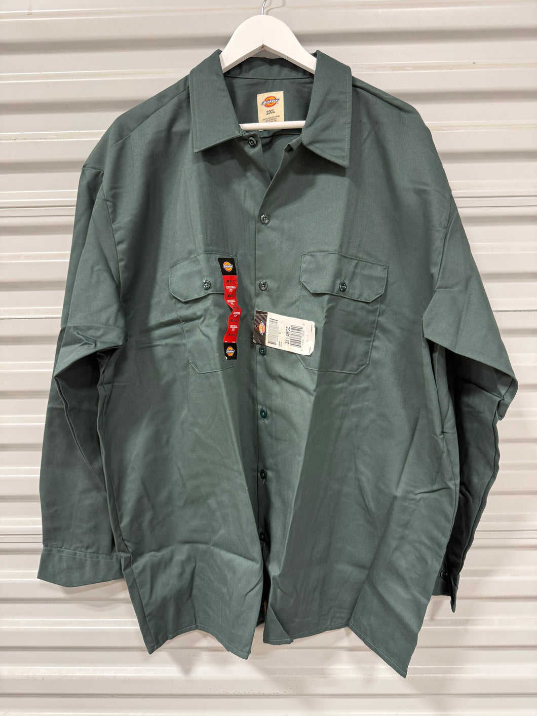 Dickies Work Shirt Green Sz 2XL