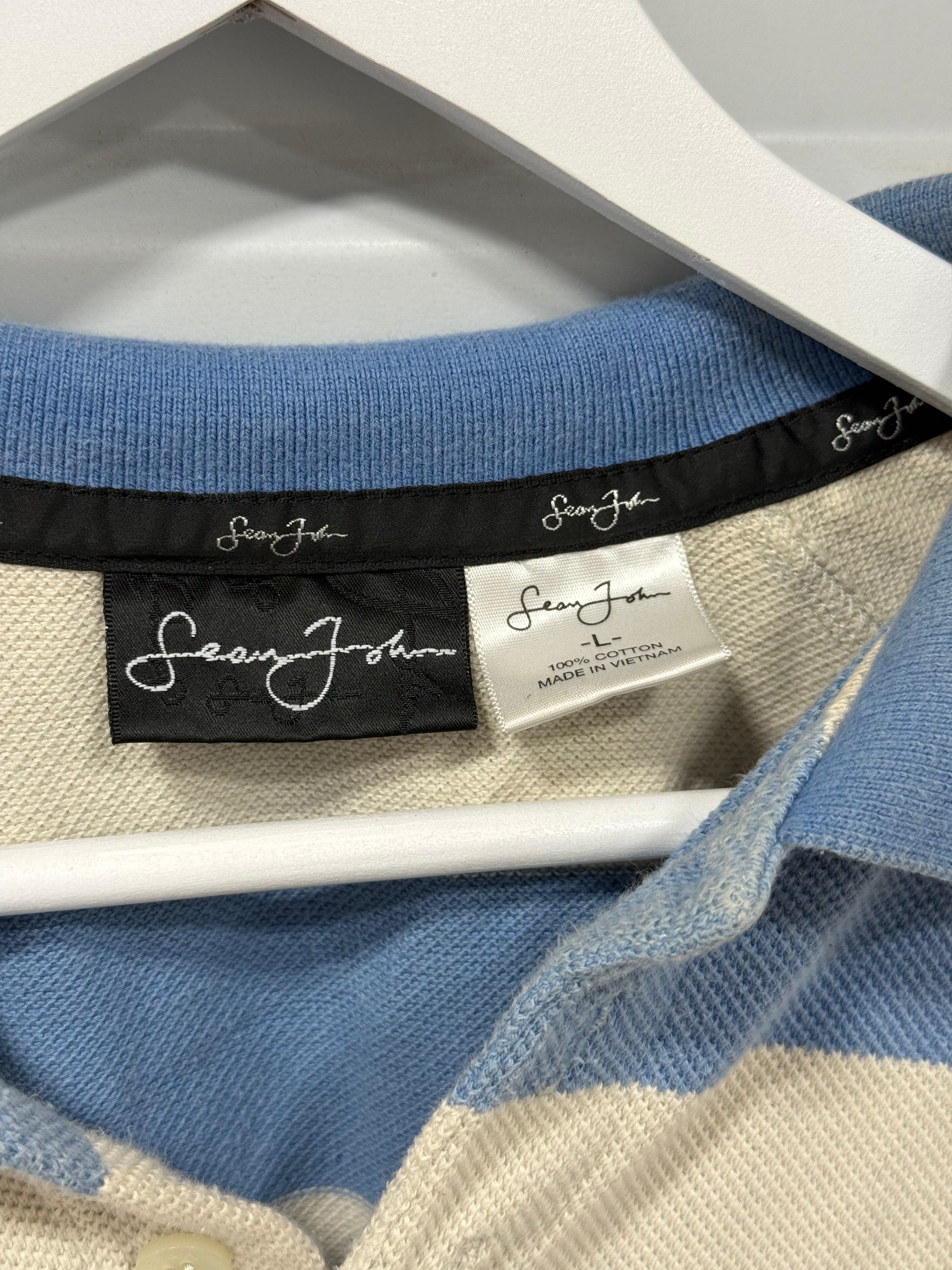 Sean John Polo White/Blue Sz L