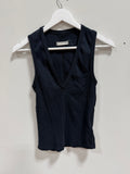 Free People We The Free Neria V-Neck Slim Ribbed Tank Top Black Size S