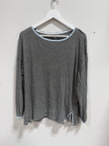 Free People We The Free Striped Slouchy Raw-Hem Long-Sleeve Tee Gray Size XS