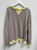 Free People We The Free Classic Crew Colorblock Sweatshirt Taupe Yellow Medium M